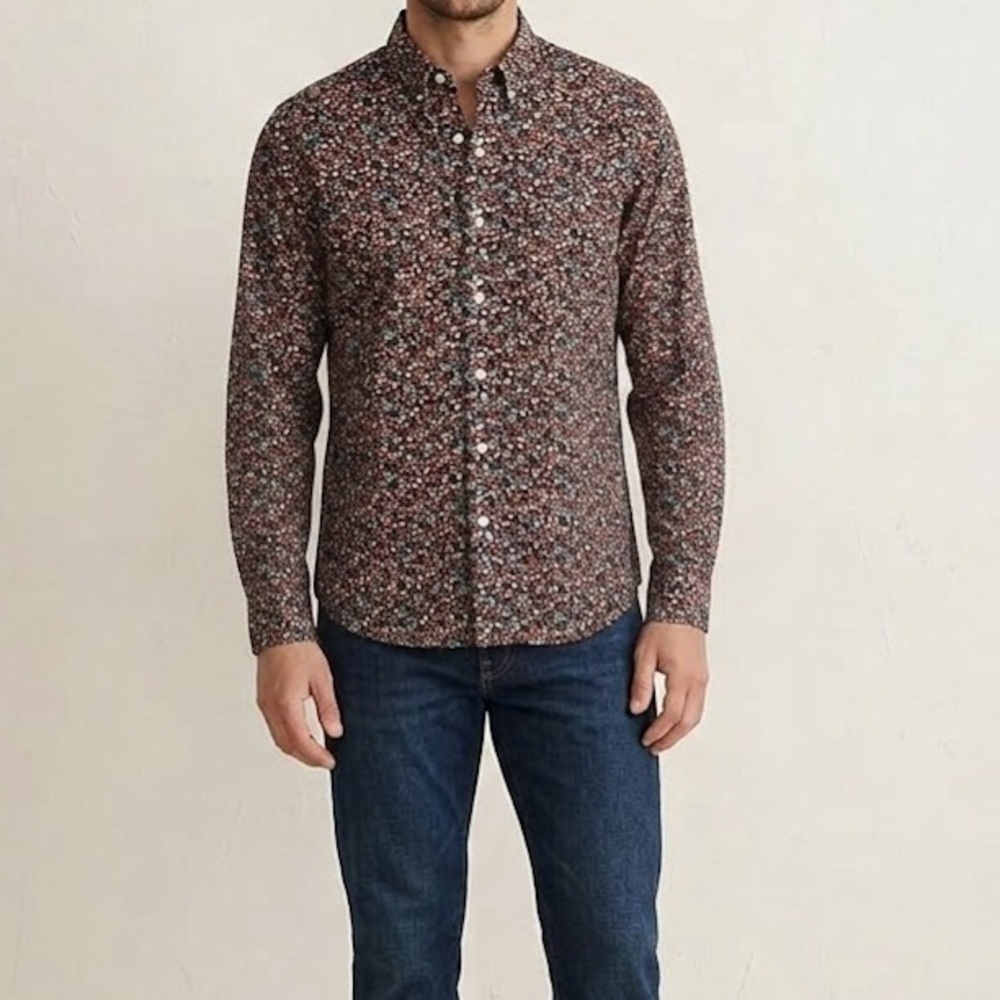 J. Crew Retro Floral Long Sleeve Classic Fit Button Down Large
